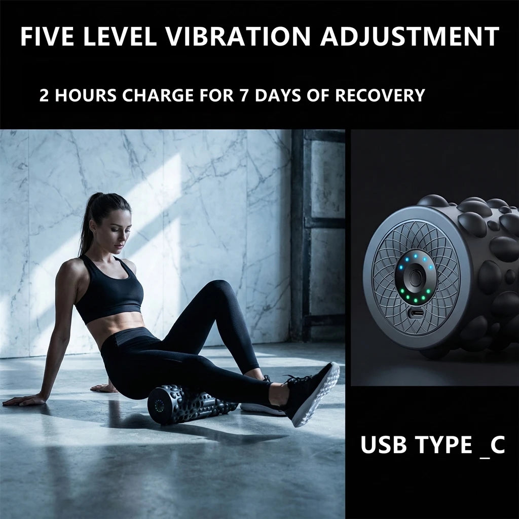 CoreAxis Vibrating Foam Roller — 5-Speed Electric Muscle Recovery &amp; Pain Relief Tool