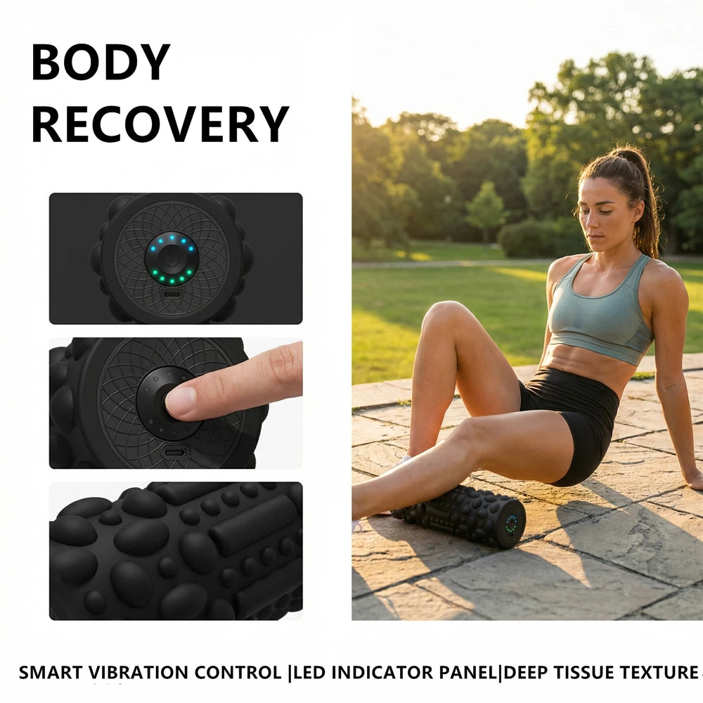 CoreAxis Vibrating Foam Roller — 5-Speed Electric Muscle Recovery &amp; Pain Relief Tool