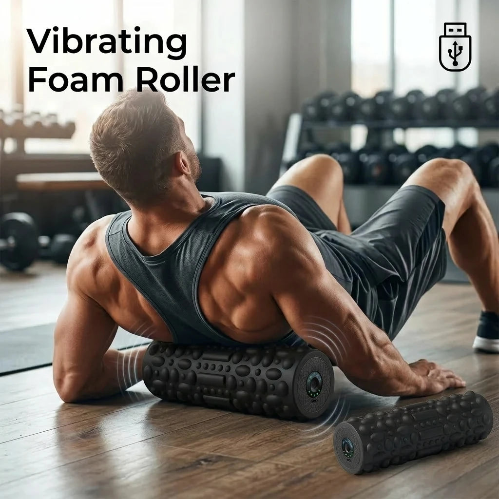 CoreAxis Vibrating Foam Roller — 5-Speed Electric Muscle Recovery &amp; Pain Relief Tool