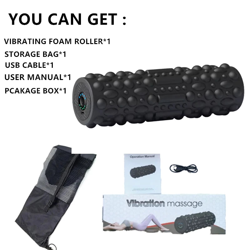 CoreAxis Vibrating Foam Roller — 5-Speed Electric Muscle Recovery &amp; Pain Relief Tool